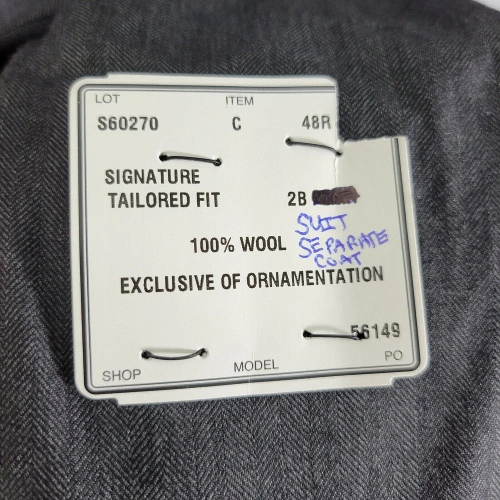 JOS‎ A BANK Signature Men's Sport Coat Blazer Two Button Gray Herringbone 48R